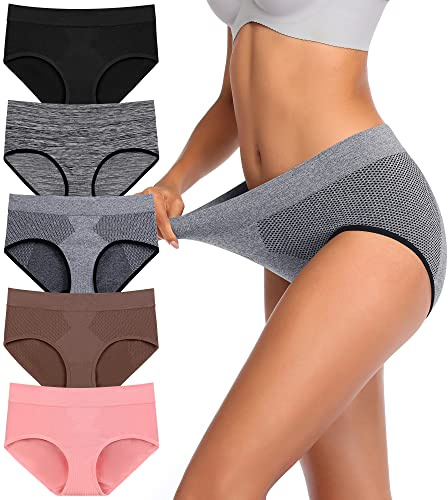 Annenmy Womens Underwear, Breathable Wicking Underwear Hipster Sports Soft Tag less Briefs Hipster Panties for Women Seamless Underwear((Assorted Colors A,Large)
