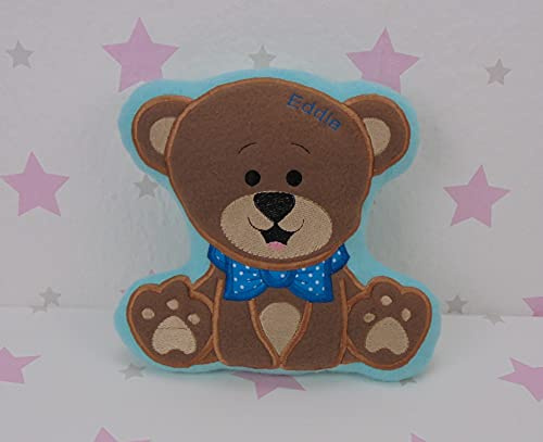 pinkeSterne ☆ Besticktes Handtuch Teddybär Kuschelkissen Kuschelbär Mädchen Junge (Kuschelkissen)