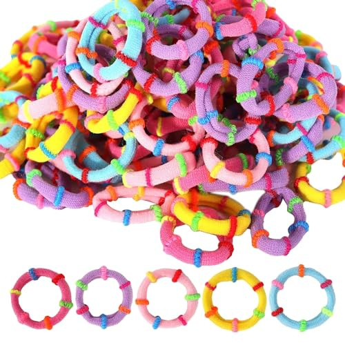 TAANGTHOSE Baby Hair Ties - 200PCS Cotton Mini Seamless Hair Bands for Toddlers Girls, 1 Inch in Diameter, 5 Colors-Soft Seamless-NO HAIR DAMAGE