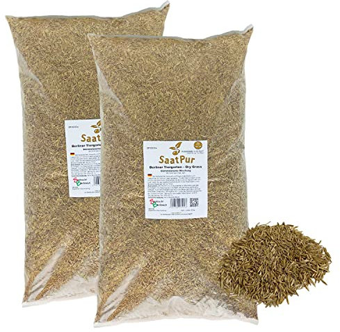 SaatPur® Rasensamen Berliner Tiergarten Dürreresistent 5kg für ca. 200 m², Mehrjährige Gebrauchsrasen Rasenmischung aus mehreren Rasenarten, meistens 4 bis 5, satt grün, Neusaat und Nachsaat