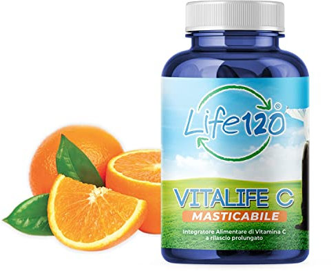 Life 120 - VITALIFE C Masticabile - 90 compresse - Integratore Alimentare di Vitamina C a rilascio prolungato - Confezione da 1