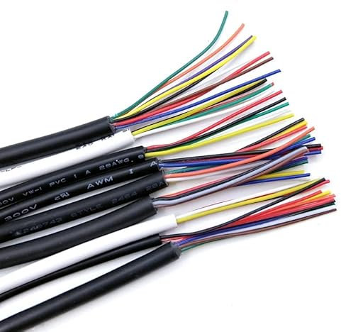 2M Sheathed Wire Cable 28 AWG Copper Signal Cable 2 3 4 5 6 7 8 10 Core Soft Electronic Audio Wire (Color : Black 28AWG, Size : 10Cores)