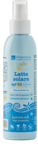 La Saponaria | Latte solare SPF 30 - Alta protezione, Latte solare ad alta protezione con SPF 30 con filtri fisici facilissimo da spalmare, 125ml