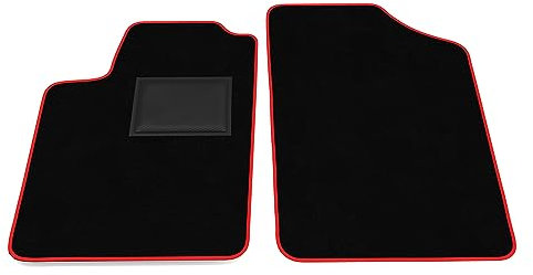 Fußmatten kompatibel mit Citroen Berlingo 1 2003-2008 Roter Rand Automatten Set Fußmatten Set Velours Autoteppich