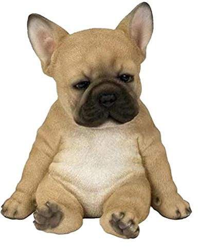TOPINCN Statue de Bouledogue Français, Figurines de Chien de Jardin en Résine, Décorations D'extérieur, Bouledogue Français Mignon, Chiots Réalistes, Décoration de Chien Amusante, (Corne)