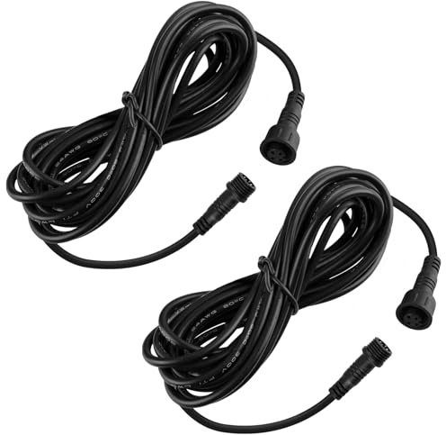 NATPOW Lichtkabel, 2 Pack 5M Verlängerungskabel mit IP65 Wasserdicht für Teichbeleuchtung mit Strom, Solar-Teichleuchten