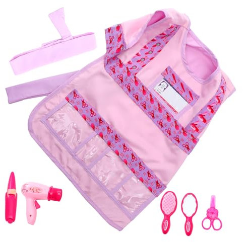 ibasenice 7st Friseurzubehör Rosa Haarschnittschürze Kinderkostüme Friseur Kostüm Und Werkzeug Cosplay-kostüm Für Kinder Friseurwerkzeug Für Kinder Friseurset Bilden Kleinkind Einstellen