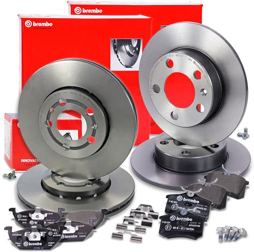 BREMBO Set freni incl. dischi freno anteriori Ø 256mm ventilati internamente + posteriori Ø 230mm pieni e pastiglie freno anteriori + posteriori Compatibile con AUDI, SEAT, SKODA, VW POLO, GOLF, BORA