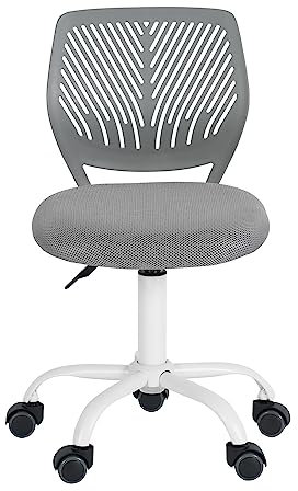 FurnitureR Moderner Verstellbarer Bürostuhl ohne Armlehnen für Junge Lernende, Ergonomisch Verstellbarer Schreibtisch-Drehstuhl für das Schreiben zu Hause, Grau