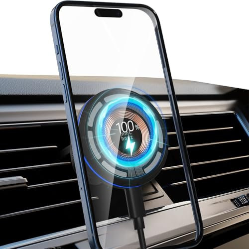 Magnetisches drahtloses Autoladegerät, Minthouz 15W Magsafe Car Mount Ladegerät Schnelles Laden für iPhone 16/15/14/13/12 Serie und andere Qi Telefone mit einem MagSafe Case, Mag-safe Car Vent Charger