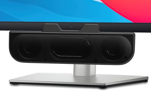 Computer Speaker for Desktop PC and Monitor, USB Plug-in, Wired, External for Laptop, Small Soundbar with Loud Sound and Deep Bass, USB-C Adapter, Easily Clamps to Monitor