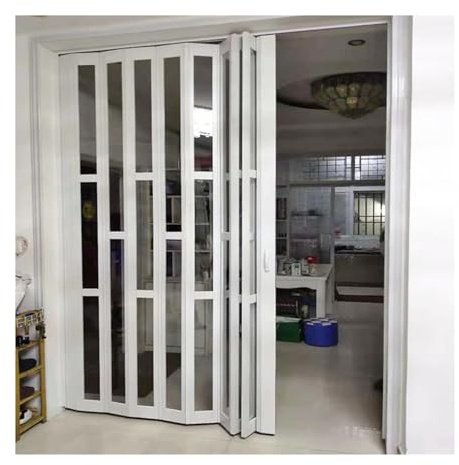 JLXJYS Schiebetür Falttür falttüren innentüren Falttür aus Aluminium mit klarem Acrylglas, 80 cm hoch, weiße Innenfalttüren als Raumteiler, Schlafzimmertür, anpassbare Breite(WxH 56x80in(141x203cm))