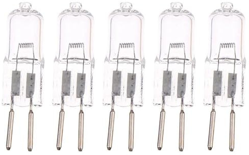 DLEDMOP GY6.35 Halogen Light Bulbs 12 Volt 50 Watt 2 Pin GY6.35 Base Bulb Replacement T4 Tubular JC Type Bulb 2700K Warm White 50W 5PCS