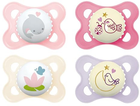 MAM Original Day & Night Matt Schnuller | 0-6 Monate | Schnuller für Neugeborene | 94% Akzeptanz | beugt Zahnfehlstellungen vor | mit Zahnmedizinern entwickelt| SkinSoft Silikon |Fisch/Vogel | 4 Stück