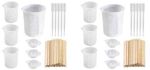 ISTOVO 2X Misurini nel Silicone per Resina Epossidica, Tazze di Miscelazione Riutilizzabili Brocche Contenitore per di Resina con Bastoncini di Miscelazione per Resina