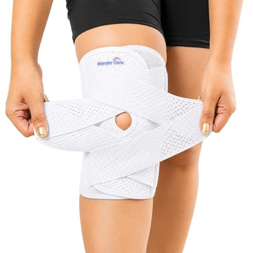 Wonder Care Kompressions-Kniebandage für Knieschmerzen, Sport, Laufen, Meniskusriss und ACL-Linderung. Verstellbare Kniebandage mit seitlichen Stabilisatoren. Kniestütze mit Air-Mesh-Gewebe.