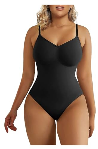 Kvinnor Sömlös Shapewear Bodysuit XS-3XL - Tummy Control Body Shaper för Mage Tunnare under Kläder Plus Storlek Kroppsförpackning Formning (Svart, XS)