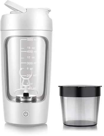 Kznifmk Shaker Elettrico per Proteine Portatile 1200 MAH Ricaricabile con Miscelatore Automatico e Agitazione Automatica Bianco