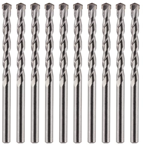 Rennie Tool - 10pcs 8mm x 120mm Long TCT Masonry Drill Bit Set | For Concrete Brick Porcelain Ceramic Tile Plastic Wood Etc. Tungsten Carbide Tipped For Standard Rotary Drills (NOT SDS)