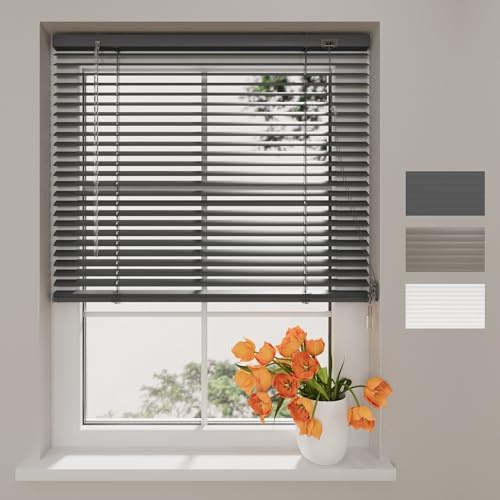 Radeco® Aluminium Jalousie 50 x 130 cm anthrazit 25mm lamellen, Größen von 40 bis 220 Breite, Fenster jalousien innen, lamellenrollo, Jalousie Aluminium, Jalousie 50 cm breit