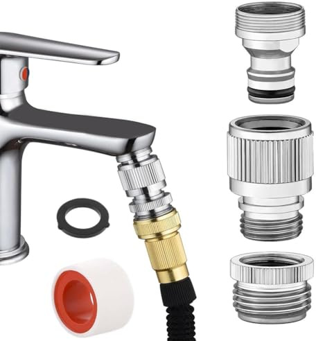 Sink Faucet to Garden Hose Adapter,2025 New Sink Faucet Quick Connector,Swivel Faucet Adapter Kit,Faucet Adapter for Sink Connection Shower Hose/Garden Hose/Portable Washing Machine,Pet Bathing