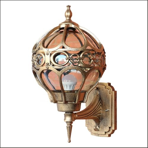 Mkichi Wandlampe Wandleuchte Aussen E27 Vintage, Außenwandleuchte Wasserdicht IP44 Aussenlampe Wand Aluminium und Glas,Retro Gartenlampe Outdoor Lampe für Gärten Terrassen (Bronze)
