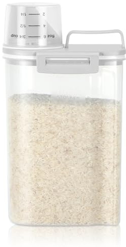 TBMax 2L Rice Container Small Food Storage Container for Beans Flour | Portable BPA-Free Plastic Container for Cereal Grain Storage, Easily Pour Out,Measuring Cup