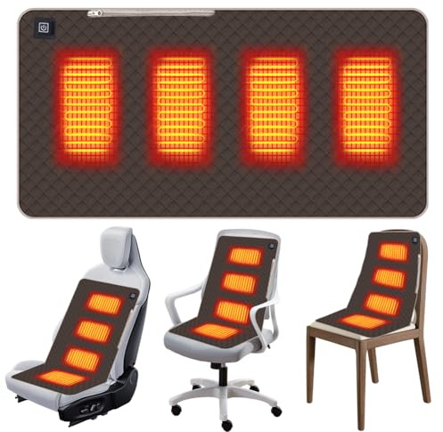 Cojín de Asiento Calefactable para Estadio y Silla de Oficina, Cojín Térmico Inalámbrico, 3 Niveles de Calor, Manta Eléctrica USB, Manta Térmica para Camping, Sofá y Exterior (45 x 90 cm)