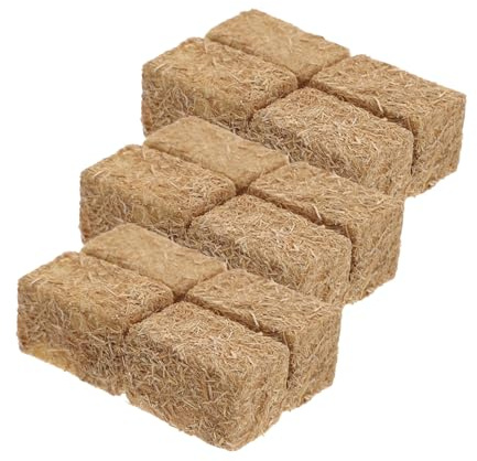 UPKOCH 12 Pièces Miniature Ballot de Foin Artificiel Décoration Automne Modélisme Ferme Ornement Paille pour Maison de Poupée Accessoire Scène Paysage Réaliste Mini Balles Foin Déco