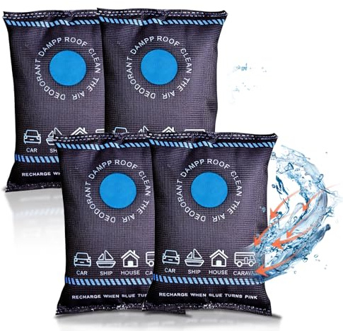 4Pcs Dehumidifier Bags for Car, 2026 New Reusable Moisture Absorber Pack, Cars Dehumidification Silicone for Home, Car, Basement, RV, Boats, Closet Vehicles to Prevent Damp