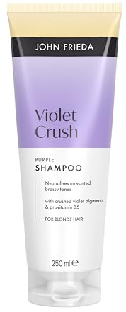 John Frieda Violet Crush Purple Shampoo 250ml. Blonde Hair Toning Care for Brassy Hair and Soft Shine