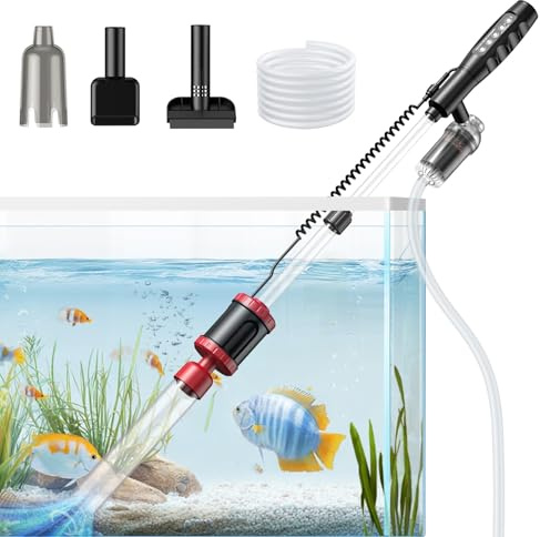 Suness 36W Electric Aquarium Vacuum Gravel Cleaner: Fish Tank Vacuum Gravel Cleaner with Strong Suction for Automatic Water Change Algae Remover Sand Wash Water Shower and Water Circulation, Timed Off