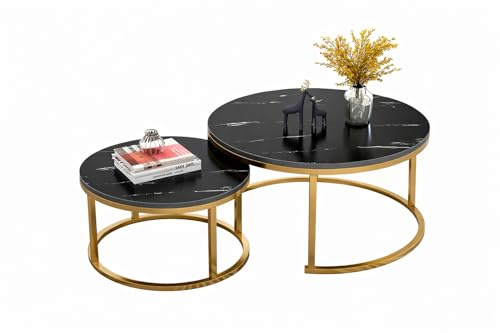 Nesting Coffee Tables Set of 2 Round Stacking Sofa Side Tables for Living Room