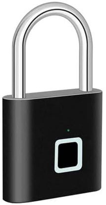 Cerradura de puerta inteligente, Candado de seguridad con huella dactilar, inteligente, sin llave, con carga USB, resistente al agua, for puerta, portátil, antirrobo(Nero)