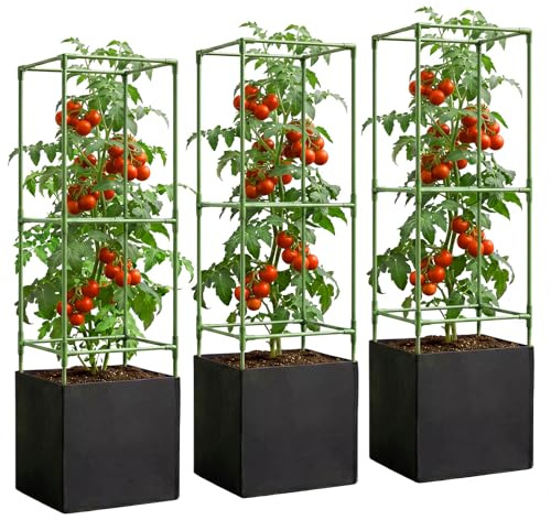 RumonZS 3 Piezas Jaulas de Tomate de Jardín 120 cm Enrejado para Tomates Soporte Plantas Trepadoras Interior Exterior para Parterres Elevados Verduras Flores y Plantas Trepadoras