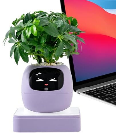 gifyym Robot De Plantas, Blumentopf mit KI-Anleitung zur Pflege von Pflanzen und Haustieren, für Kakteen, für Innenbereich, Haus, Büro, Wohnzimmer, Schlafzimmer, Balkon, Terrasse