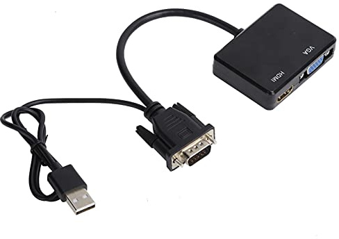 FILFEEL Convertisseur VGA vers Répartiteur avec Prise en Charge de l'adaptateur Double Affichage pour (BLACK)