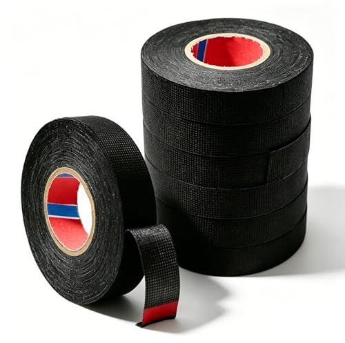 Mkscxjs 6 rulle biltygtejp svart, 19 mm x 15 m tygtejp svart