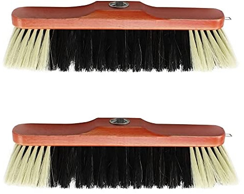 com-four® 2X Zimmerbesen ohne Stiel mit Schraubgewinde - Stubenbesen mit Rosshaarmischung - Rosshaarbesen aus Buchenholz - ca. 30 cm (Zimmerbesen - 02 Stück)