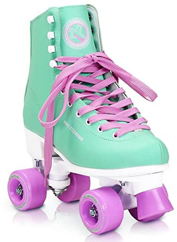 Nils Extreme Rollschuhe für Damen Mädchen und Kinder NQ8400S - Quad Roller aus Kunstleder – Disco Skates - Rollerskates 36 - Minze