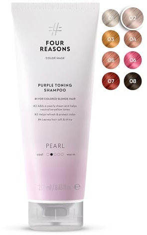 FOUR REASONS Hair Color Shampoo, Pearl Blonde (8 Colors) - Blonde Hair Toner & Color Depositing Shampoo, Hair Color Shampoo for Women, Pearl Blonde Toner - Sulfate Free, Vegan – 250 ml
