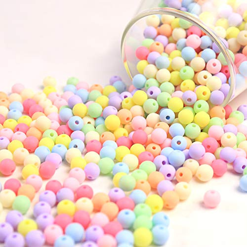 DAHI Perlen zum auffädeln ca.770pcs Acryl Perlen | Mehrfarbig Rund bastelnperlen für Armbänder Schmuck (bunt matte perlen 8mm)