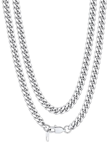 Bandmax Dichte Panzer Kette Halskette Edelsthal 1:1 kubanische Gliederkette für Damen Herren Hip Hop Street Style Modeschmuck, 6mm/10mm/14mm breit 36cm bis 76cm, Gold/Schwarz/Silber