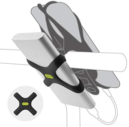 Bone Universale Elastische Halterung für Powerbank 13cm - 18cm, Innovatives Design X-Struktur für Akkupack, Kompatibel Fahrradhalterung - Schwarz