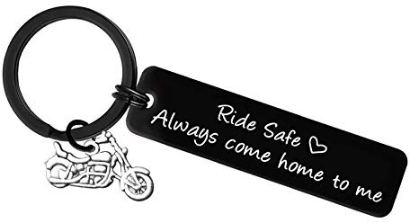 Ride Safe Keychain Biker Gifts Ride Safe Always Come Home to Me Keychain Fathers Day Valentines Day Gift Christmas Birthday Gifts Motorcycle Keyring Gift for Husband Boyfriend Dad Son