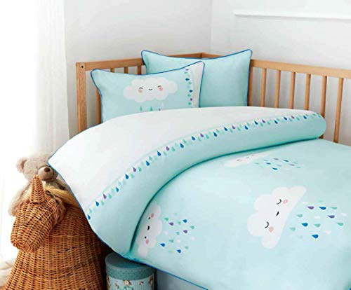 Happy Woody - Set di biancheria da letto per neonato, 100 pezzi, in cotone organico, 4 pezzi, colore: Blu