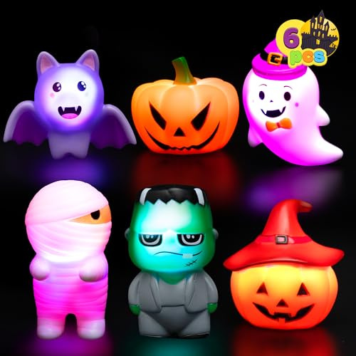 JOYIN 6 Stück beleuchtetes Halloween Badespielzeug, Halloween Blinkendes LED Licht Spielzeug, Schwimmendes Badewannenspielzeug für Babys, Kleinkinder, Wasserwannenspiele, Schwimmbadparty
