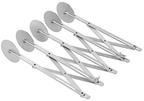Cortador de acero inoxidable de múltiples ruedas, cortador de pizza Cortador de masa multirredondo Cortador de pastelería ajustable(5-Wheel)