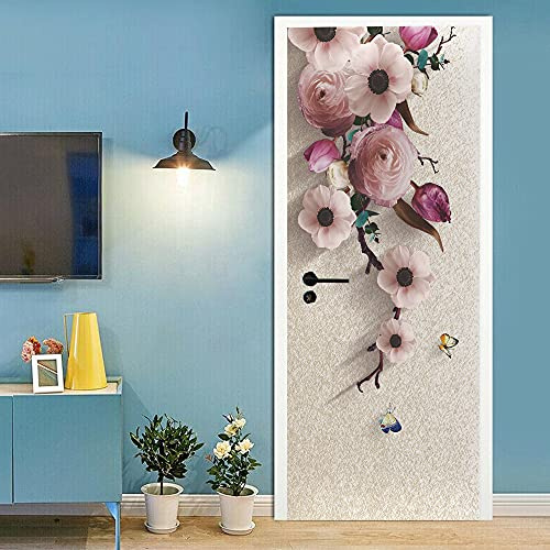 3D Türtapete Selbstklebend Türposter - BLUME - Türaufkleber Türfolie PREMIUM PVC Wasserfest Wandtattoo Für Schlafzimmer Wohnzimmer Tür Dekoration Tapete 86 x 200 cm