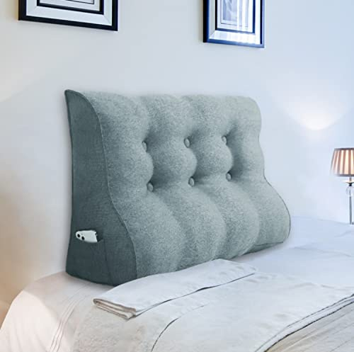 Rucener Rückenlehne Kissen Hohen Rückenlehne Kissen Großen Dreieckigen Kissen Hohen Rückenlehne für Bett Perfekt AlsKissen Zum Fernsehen und Lesen Gibt Es in Vielen Größen Grau 100 cm